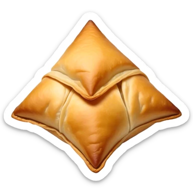 Samosa Cinematic Realistic Samosa Snack Emoji, depicted as a crispy, golden triangular pastry filled with spiced vegetables or meat, rendered with rich textures and vibrant, appetizing lighting. sticker