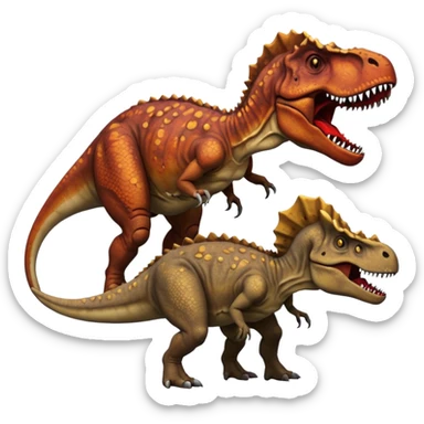 T-Rex with dead triceratops below him sticker