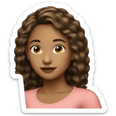 light skin girl long dark brown hairs with laptop sticker