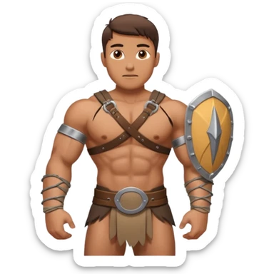 Man in loincloth with metal arm bracers sticker