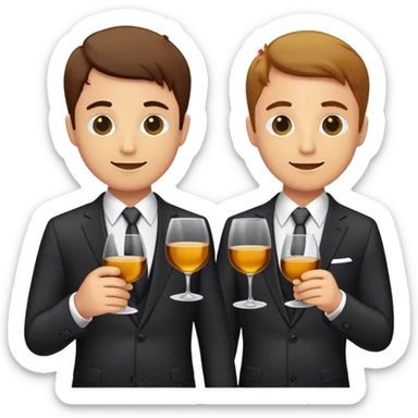 A 3 friends wearing suit and tie while drinking a sherry wine sticker