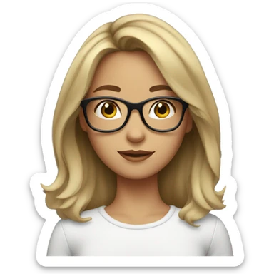 A girl with dark blonde medium length hair and glasses  sticker