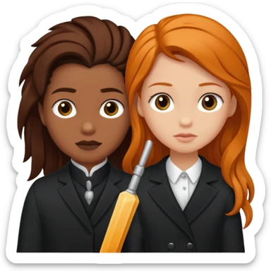 Genre moi un garçon noir roux avec un haut noire et des vanilles qui fait un câlin à. Une fille noir clair avec de longue tresses et un haut noir  sticker