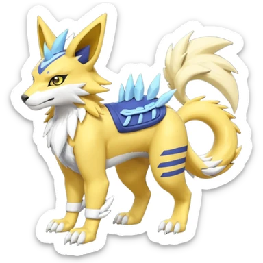 Zeraora-Amaura-Renamon-Lombax-Weregarurumon-fusion-creature (full body sticker