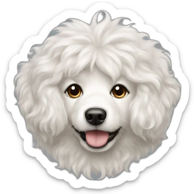 portrait of a white fluffy dog with flap ears long curly hair sticker