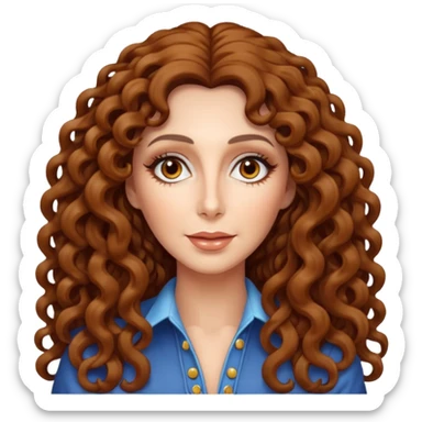 Cher with long curly hair sticker