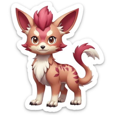 Vibrant Male cute cool anime-styled Falvie-Fionbri-fantasy-creature-Fakémon-Pokémon, full body, with markings sticker