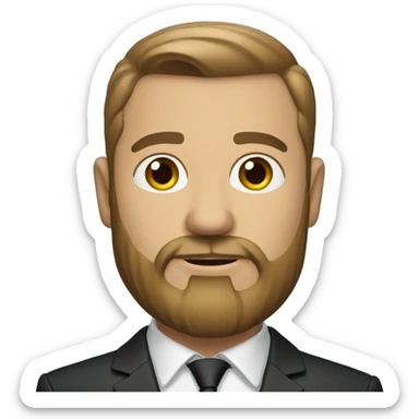 man with a beard and a hugo boss blouse sticker