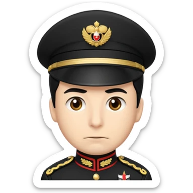 Un emoji di un carabiniere con il grado da carabiniere con uniforme nera, il soggetto deve essere un maschio con capelli neri sticker