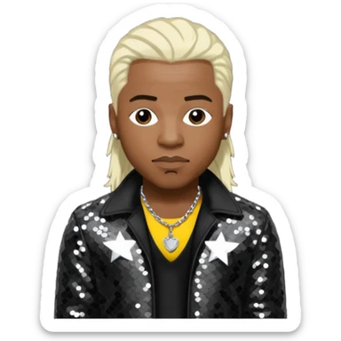  Sisqo from Dru Hill with platinum blonde hair, black sequin outfit, dark skin sticker