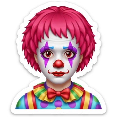 red glitter clown with the sad facial expression sticker