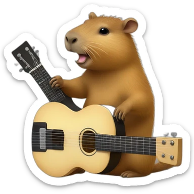 capybara playing electro guitar sticker