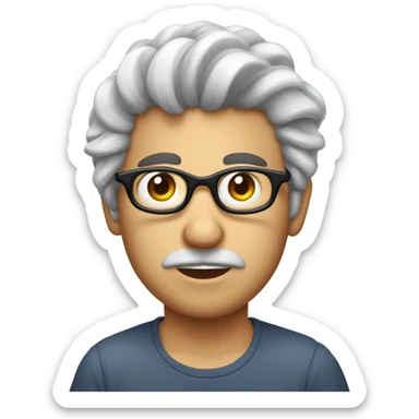 ragazzo con i capelli ricci castani, ha gli occhiali, è arrabbiato perché non può fumare sticker