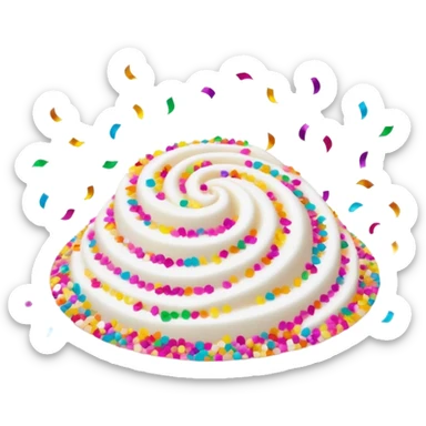 Cinematic Realistic Sparkles & Sprinkles, a delicate swirl of tiny, multicolored sugar confetti and edible glitter, scattered across a smooth reflective surface, each speck glinting under soft ambient light, glowing vibrantly with a dreamy and magical charm. sticker