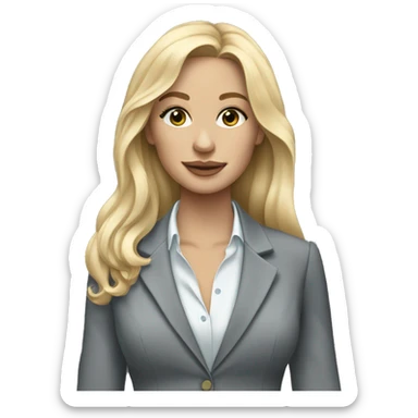 Blonde long hair Tiffany jewellery seller in a grey suit sticker