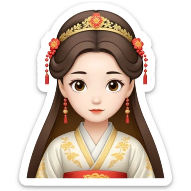 Beautiful girl wearing Hanfu wedding dress sticker