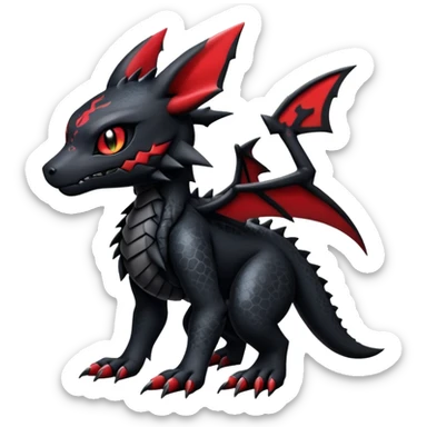 Gothic Edgy Badass Gloomy Cute Dark Guilmon-Salandit-Umbreon-Fakémon-hybrid-creature (full body)  sticker