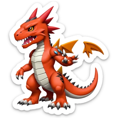 Cool edgy Guilmon-Agumon-Digimon, full body sticker