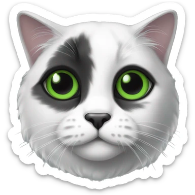 A black and white lop-eared Scottish cat with green eyes sticker