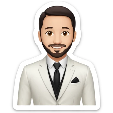AJ McLean with white suit, dark brown hair sticker