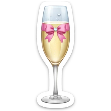 champagne glass with a pink ribbon on it sticker