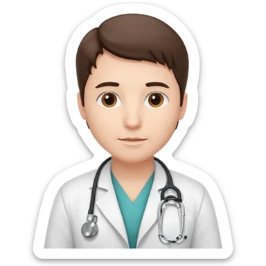 medico con estetoscopio y bata en la consulta de un hospital sticker