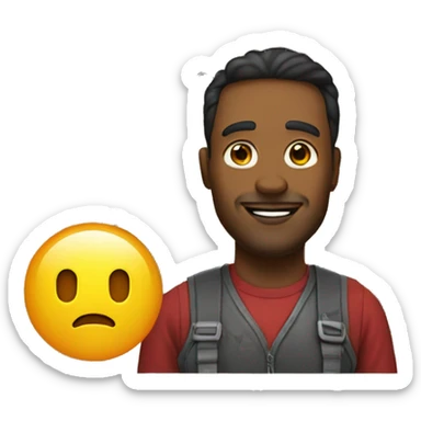 An architect with a drawing of a house on a wooden frame behind him sticker