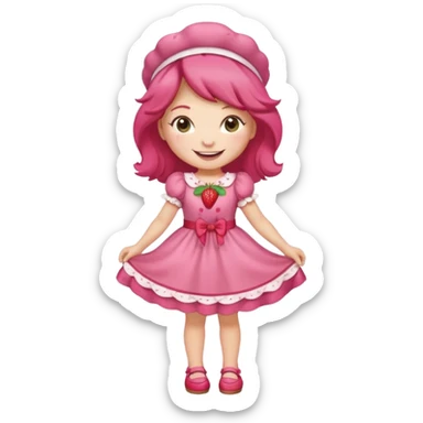 pretty and cute realistic modern day cartoon character strawberry shortcake full body sticker