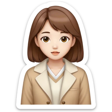 lesseo member ive korean idol brown hair wearing cute brown white adorable clothes sticker