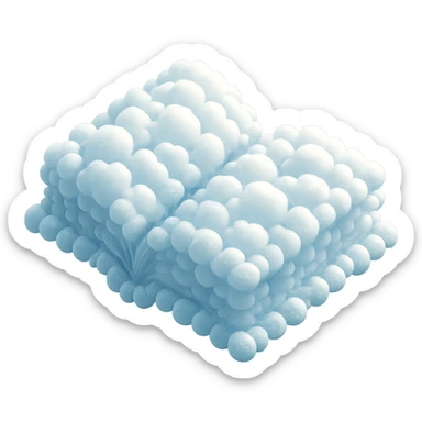 top view of a thick open book made entirely of small, very bright white fluffy convex clouds, matte glass style, no background sticker