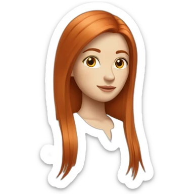 redhead white woman medium long straight hair, in love sticker