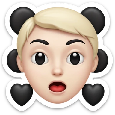 mad emoji with black hearts around head sticker