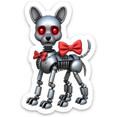 animatronic dog with red bow time like fnaf sticker