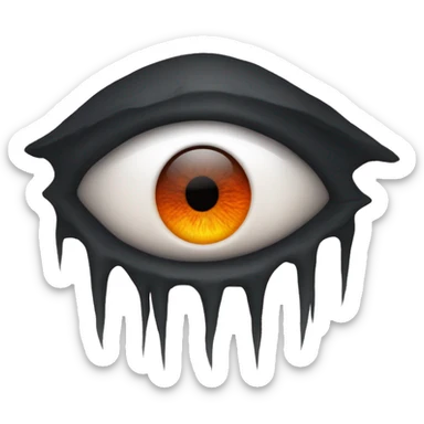 Sauron's eye with vertical slit pupil, orange iris, in a dark Mordor tower sticker