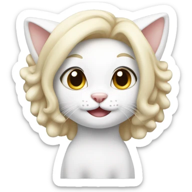 White-cat stretch-Cheerleader-blonde-pigtails sticker
