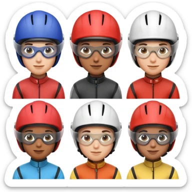 diverse horse race jockey portraits, head and shoulders only, different skin tones, different helmet colors, racing goggles, 3D cartoon, mobile game icon style, clean background, no text, no watermark
 sticker