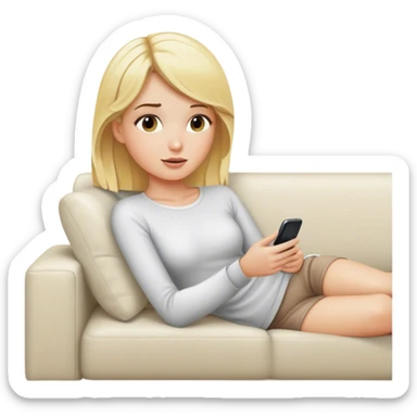 Blonde female on couch relaxing watching tv sticker