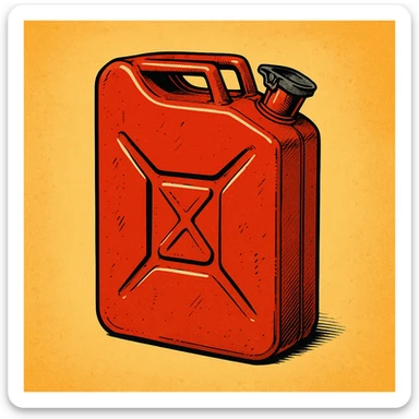 Сгенерируй мне канистру бензина  на однородном фоне в стиле чуть чуть  комикса  sticker