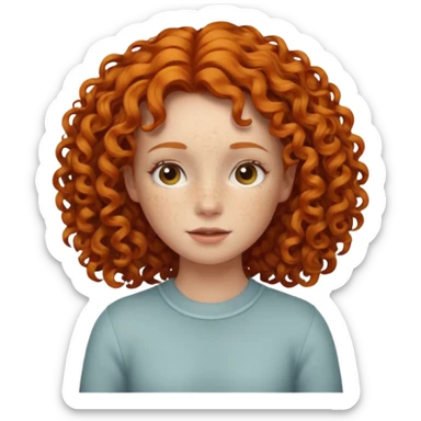 A ginger girl with curly hair in this style 👩🏼‍🦱 just the head no body simile to the apple curly hair emoji just ginger instead  sticker