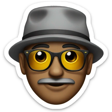 cool guy with shades and hat and a tattoo sticker