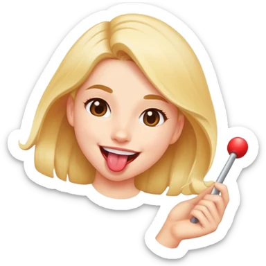 Girl with tongue out swinging back-and-forth sticker