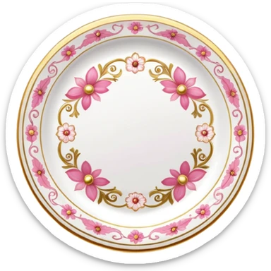 A luxurious plate with pink accents and elegant details,  sticker
