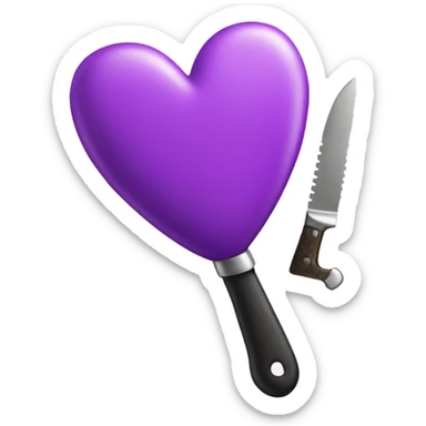 Make me an emoji that’s a purple heart with a pink knife in it that has a bow sticker
