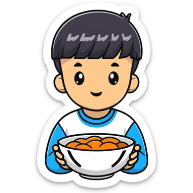 boy with bowl haircut sticker