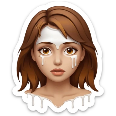 Brown Hair Woman , white paint , drip, face, hot  Sexy sticker