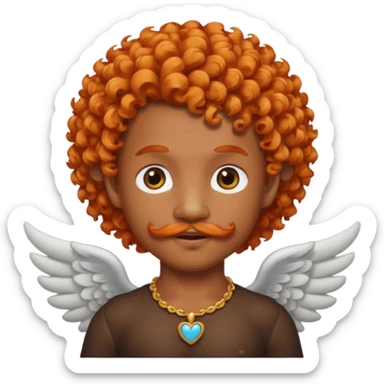 Black cupid with orange hair and mustache sticker