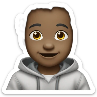 Infant baby boy smiling grey skin toons sticker