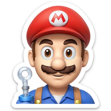 super mario, plumber from nintendo, cartoony style, 3d artwork, no cast shadows sticker