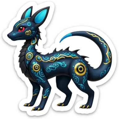 Nebulae Salandit-Umbreon-Fakémon-hybrid-creature (full body)  sticker