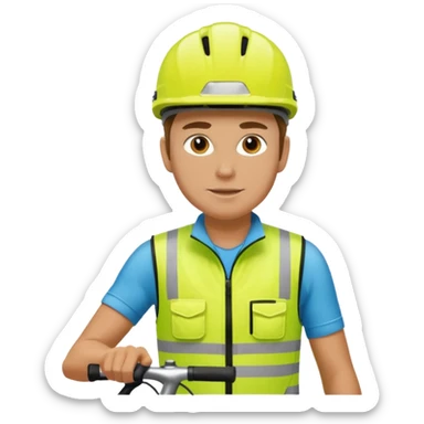 Cyclist with hi-vis vest, while cycling sticker